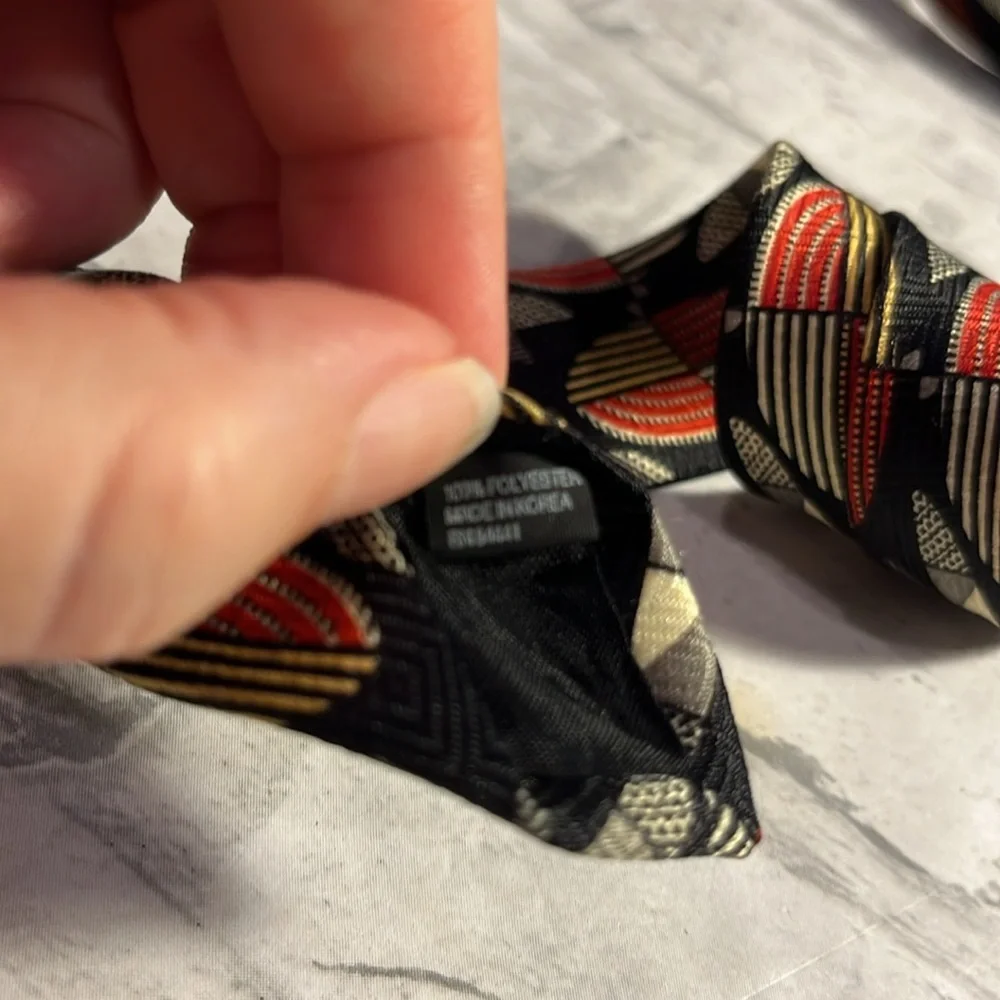 Marco Polo polyester men’s tie retro design graphics blue red yellow geometric